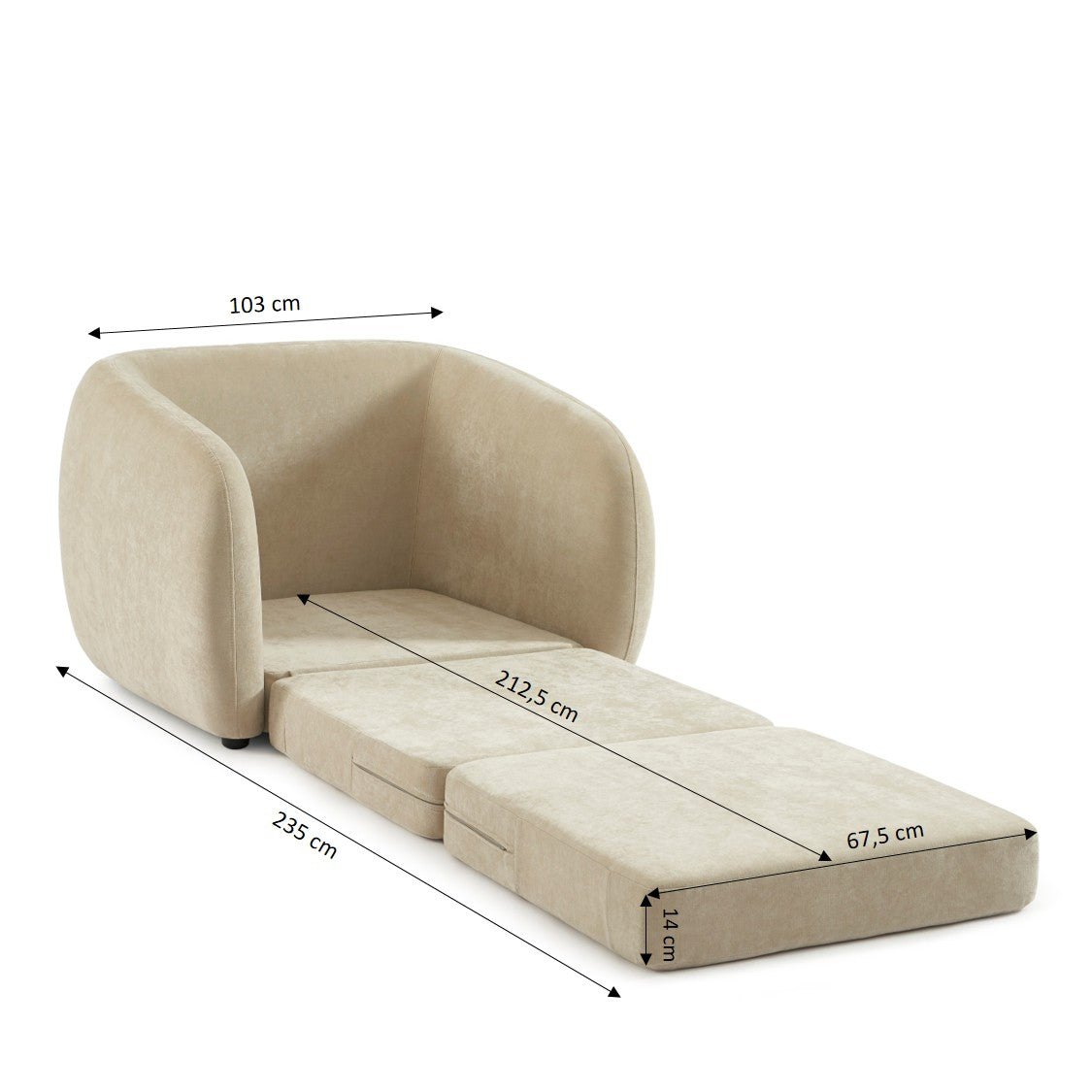 Paz - Sillón - Tela de chenilla beige