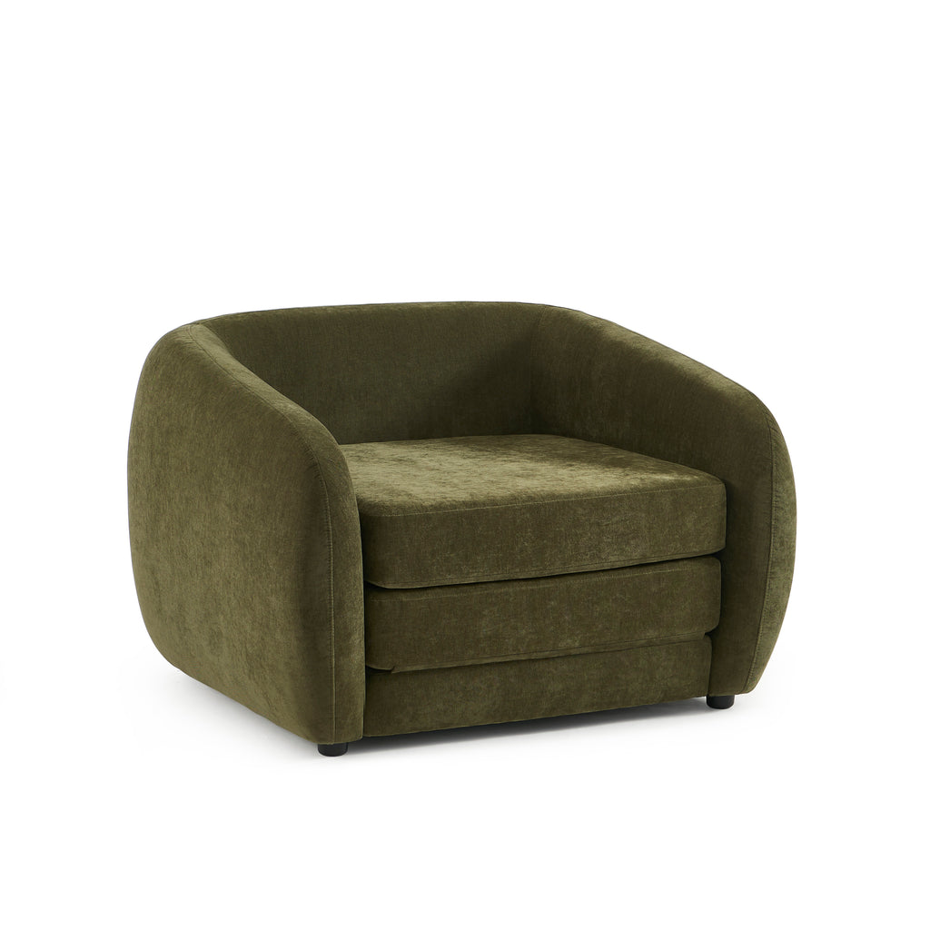 Paz - Sillón - Tela de chenilla verde