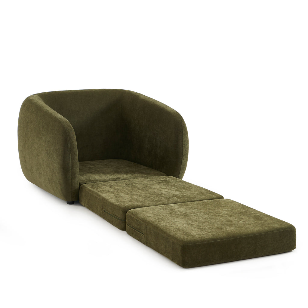 Paz - Sillón - Tela de chenilla verde