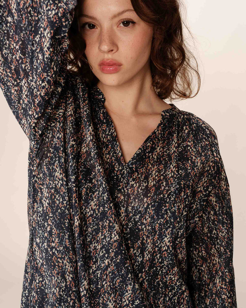 Short Navy Printed Dress Pazur