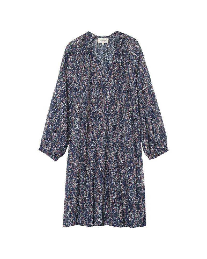 Short Navy Printed Dress Pazur