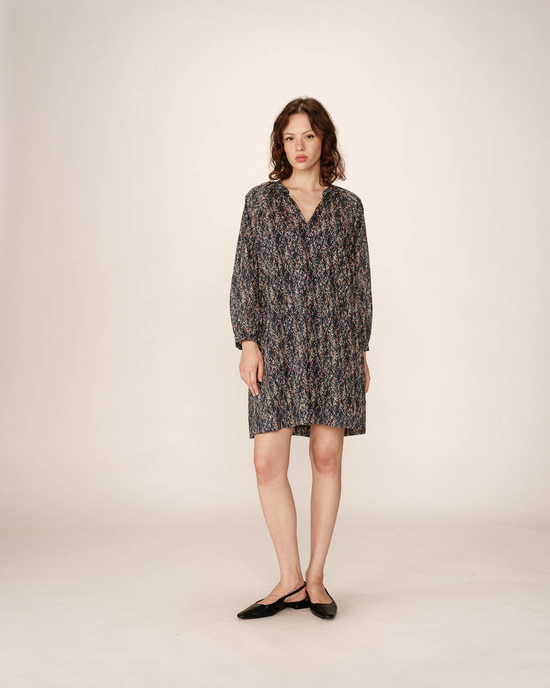 Short Navy Printed Dress Pazur