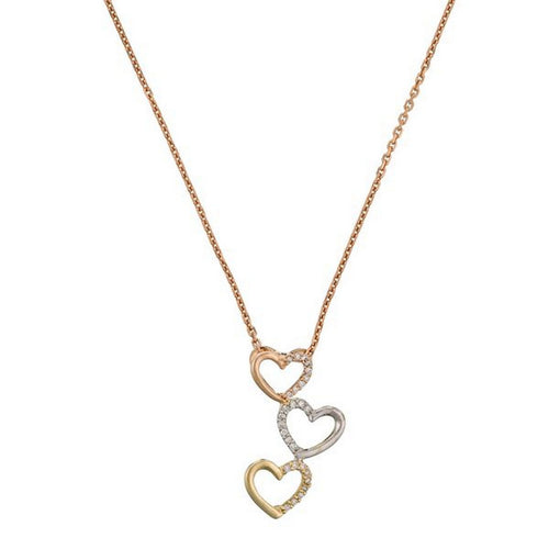 Pendentif "Coeurs De Couleur" Diamants 0,05/27 - Or Tricolore 375/1000