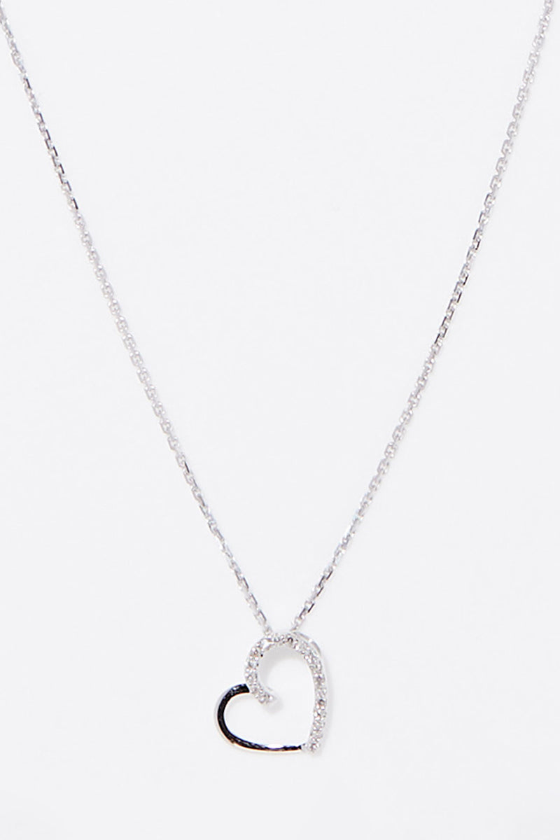 Pendentif "Coeur Précieux" Diamants : 0,05/18 - Or Blanc 375/1000