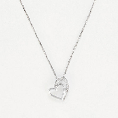 Pendentif "Two Hearts" Diamants 0,04Cts/19 - Or Blanc 375/1000