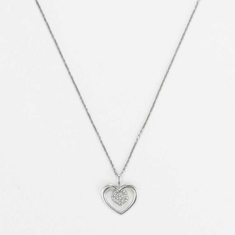 Pendentif "Coeur Tendresse" - Or Blanc 375/1000