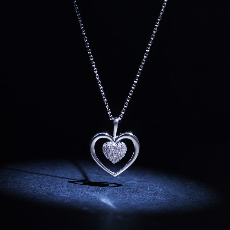 Pendentif "Coeur Tendresse" - Or Blanc 375/1000