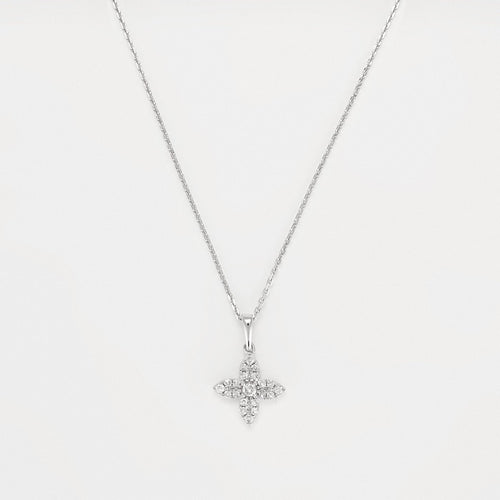 "Sparkling Flower" pendant D0.15/21 - 375/1000 White Gold