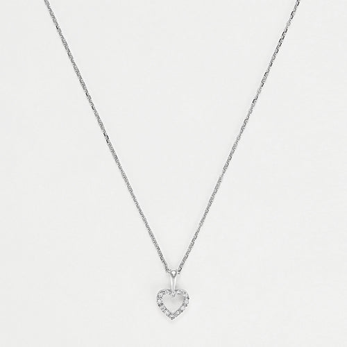 Pendentif "Mini Coeur" D:0,04Ct/12 - Or Blanc 375/1000