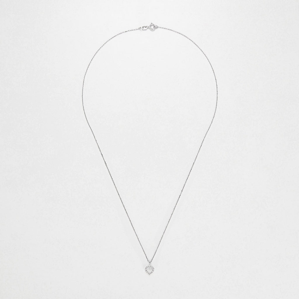 Pendentif Or Blanc 375/1000 "Mini coeur" D:0,04ct/12