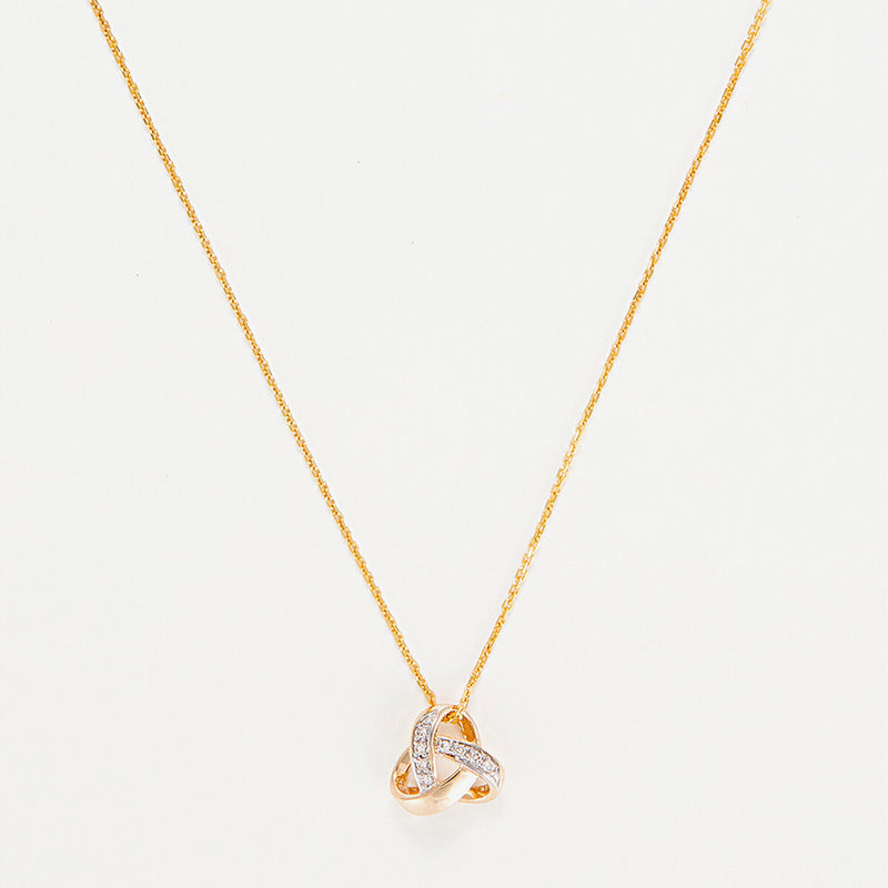 Pendentif "Noeud Elegance" Diamant :0,04Ct/8 - Or Jaune 375/1000