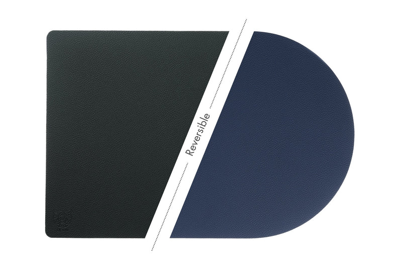 Set De Table Rectangovale Réversible - 6 Pièces - Cuir Recyclé Bleu Nuit Et Gris Anthracite