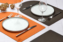 Set De Table Rectangovale Réversible - 6 Pièces - Cuir Recyclé Orange Et Chocolat