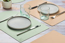 Set De Table Rectangovale Réversible - 6 Pièces - Cuir Recyclé Rose Pâle Et Vert Pâle