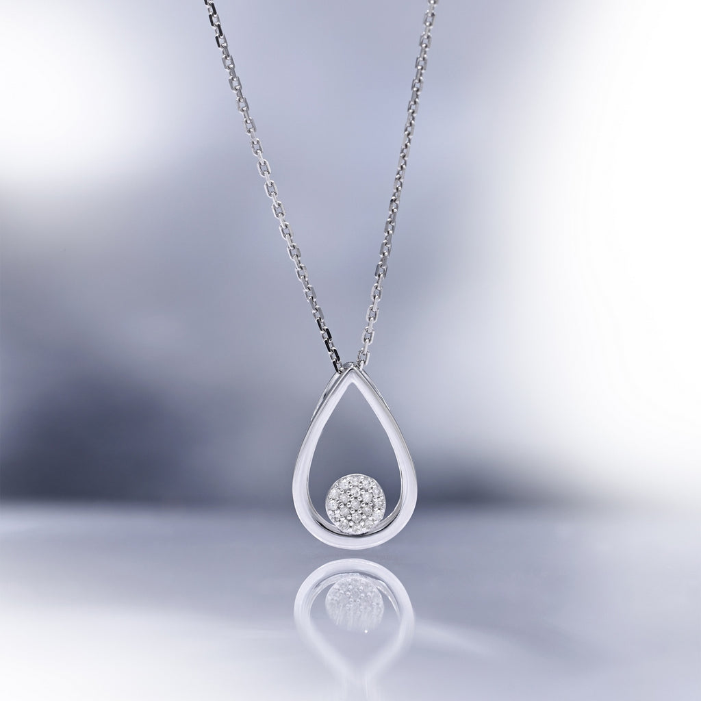 "Deluxe Pear" Pendant D0.05/19 - 375/1000 White Gold