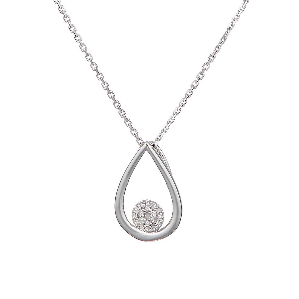 "Deluxe Pear" Pendant D0.05/19 - 375/1000 White Gold
