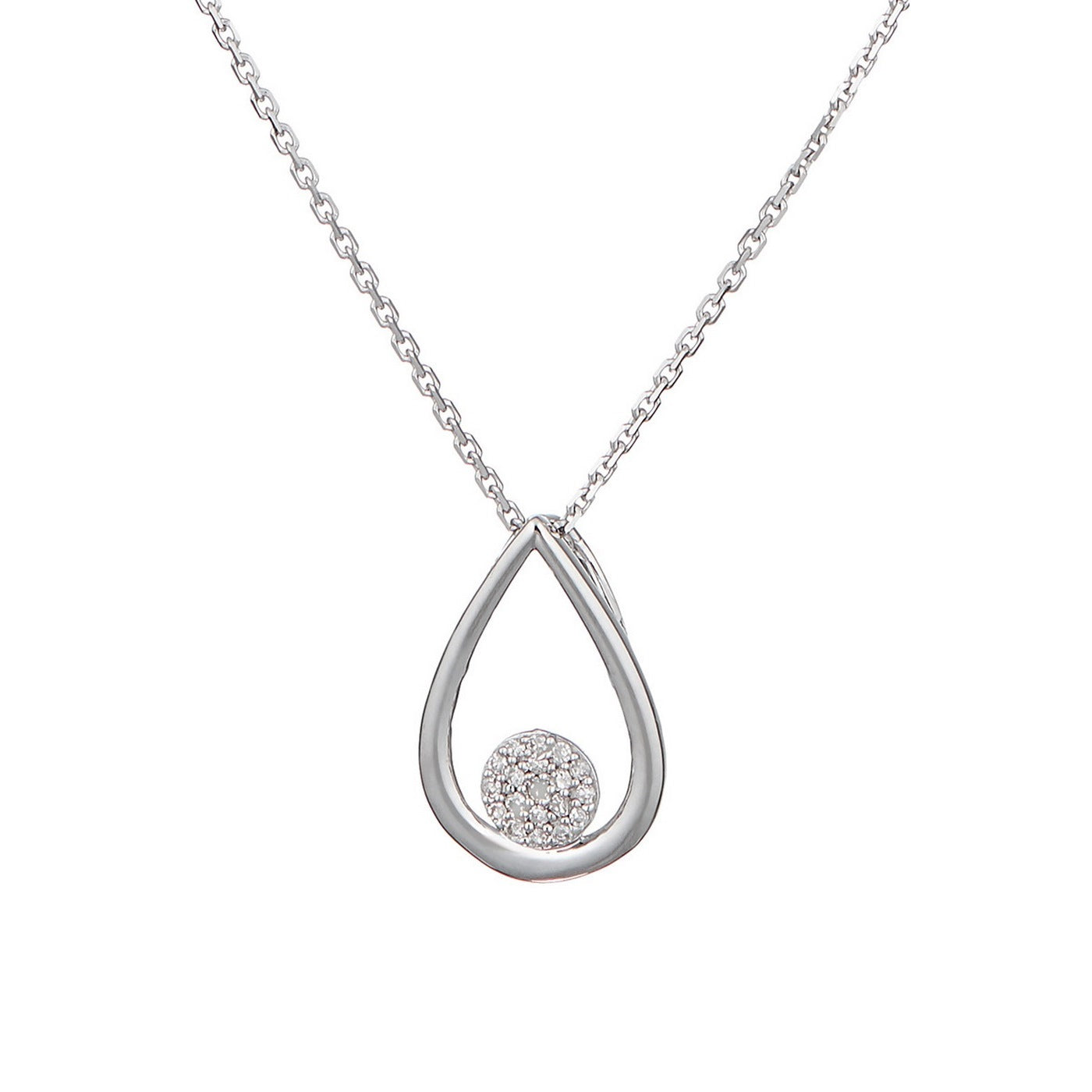 "Deluxe Pear" Pendant D0.05/19 - 375/1000 White Gold