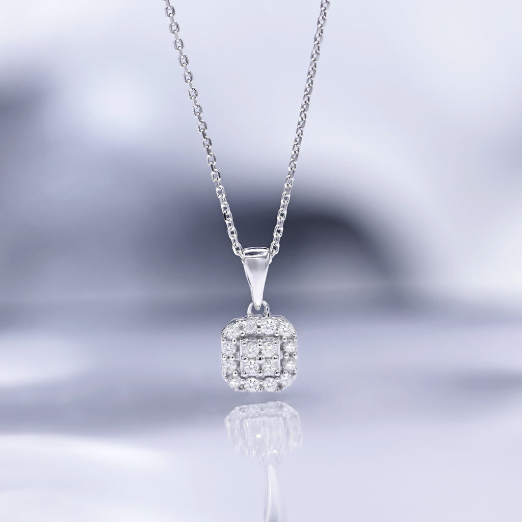 Pendentif "Carrie" Diamants 0,17/16 - Or Blanc 375/1000
