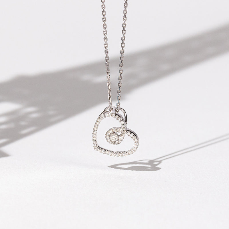 Pendentif "My Sweet Love" Diamants 0,15/51 - Or Blanc 375/1000