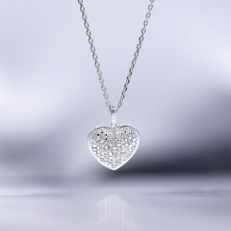 Pendentif Coeur Diamants 0,04/27 - Or Blanc 375/1000