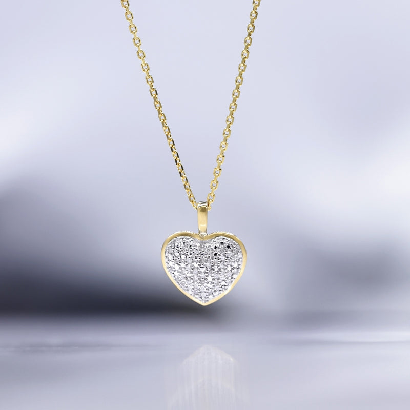 Pendentif Coeur Diamants 0,04/27 - Or Jaune 375/1000