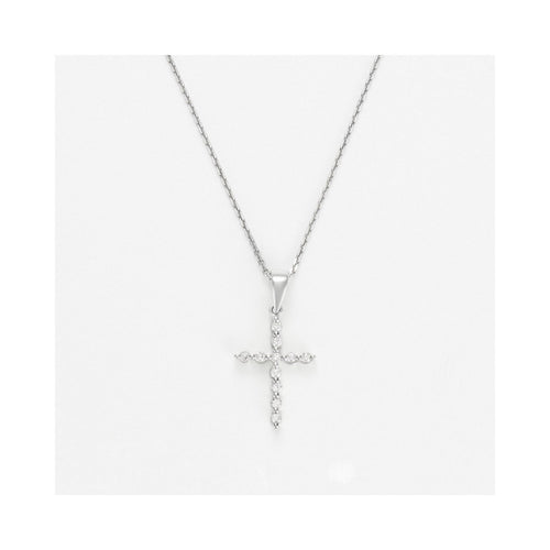 Pendentif "Croix Brillante" Diamants 0,10/11 - Or Blanc 375/1000