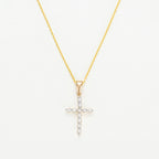 Pendentif Croix Brillante" D0,10/11 - Or Jaune 375/1000