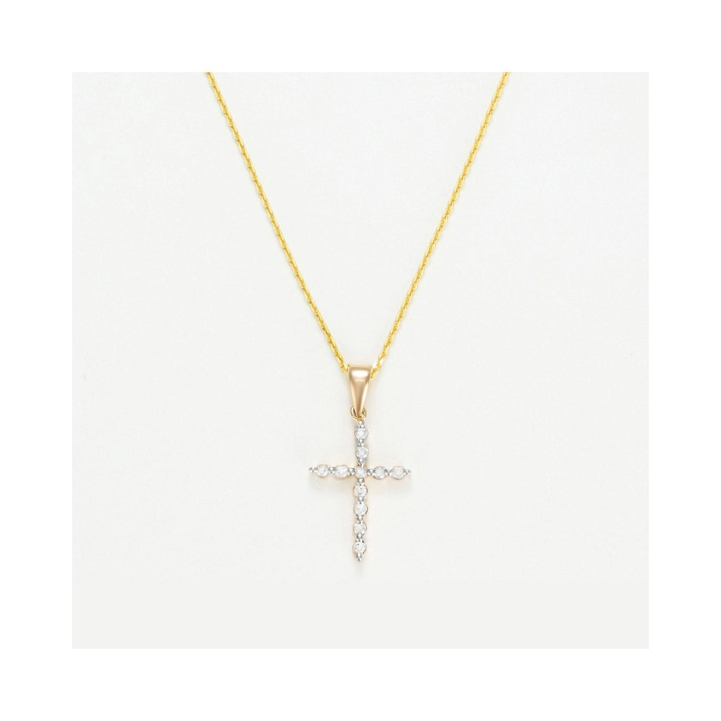 Pendentif Croix Brillante" Diamants 0,10/11 - Or Jaune 375/1000