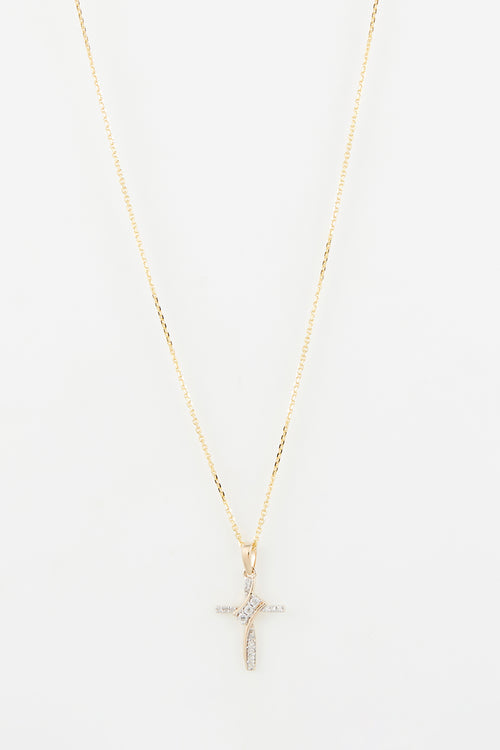 Pendentif "Ma Croix Torsadée" Diamants 0,06/16 - Or Jaune 375/1000