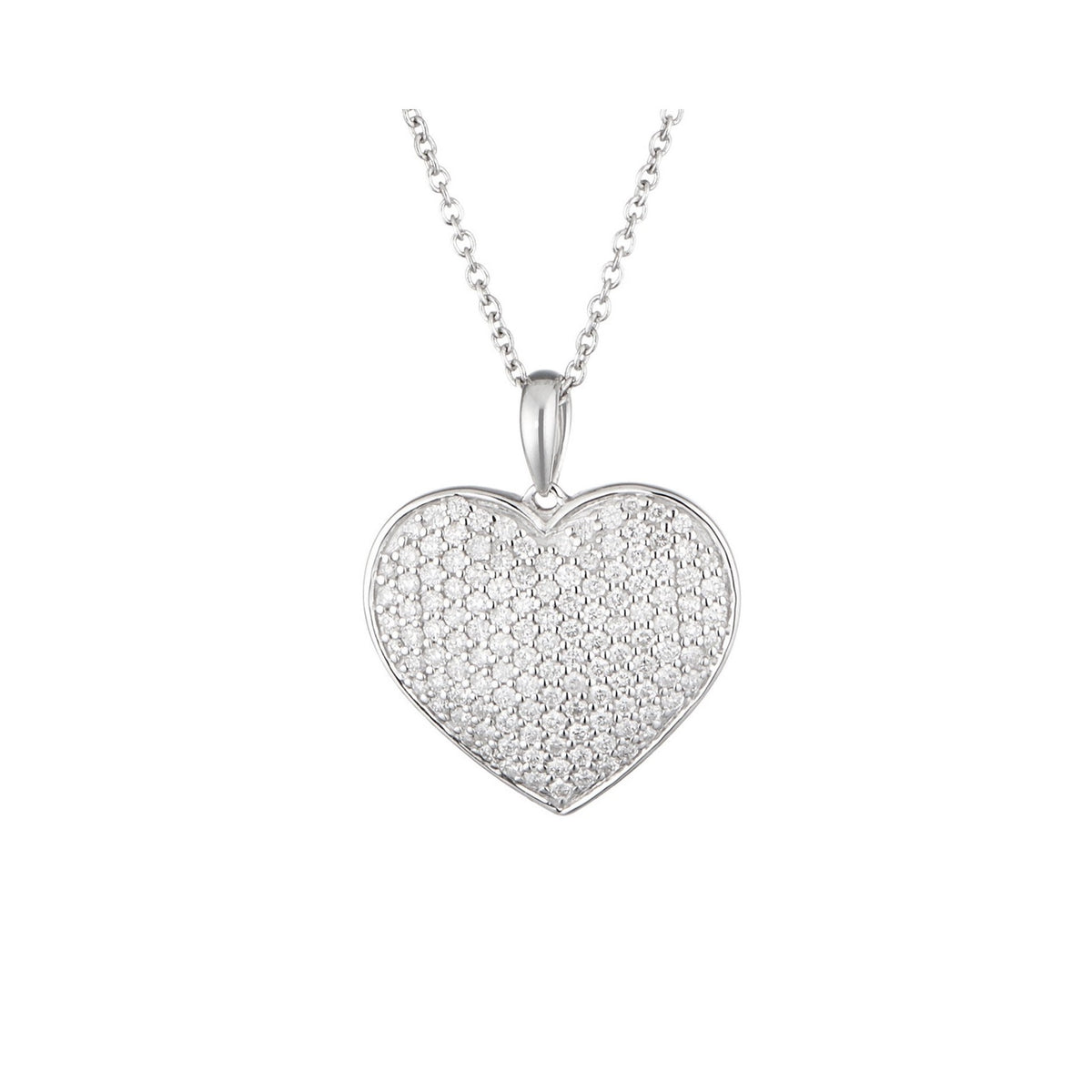Pendentif "Coeur Précieux" D 0,84/128 - Or Blanc 375/1000