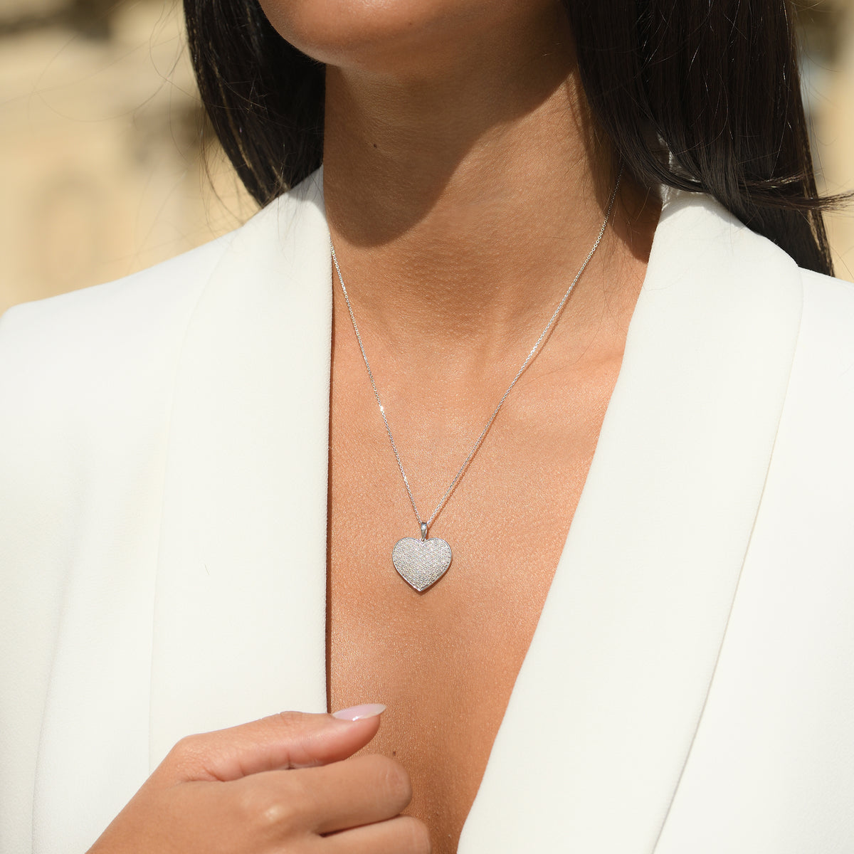 Pendentif "Coeur Précieux" D 0,84/128 - Or Blanc 375/1000