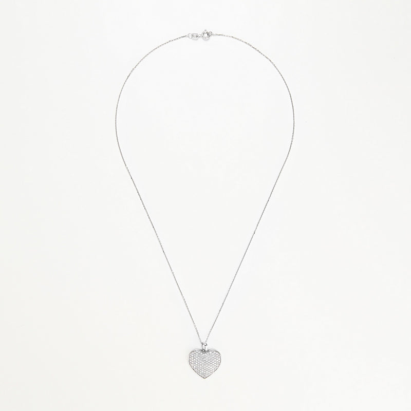 Pendentif "Coeur Précieux" D 0,84/128 - Or Blanc 375/1000