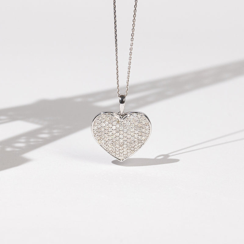 Pendentif "Coeur Précieux" D 0,84/128 - Or Blanc 375/1000