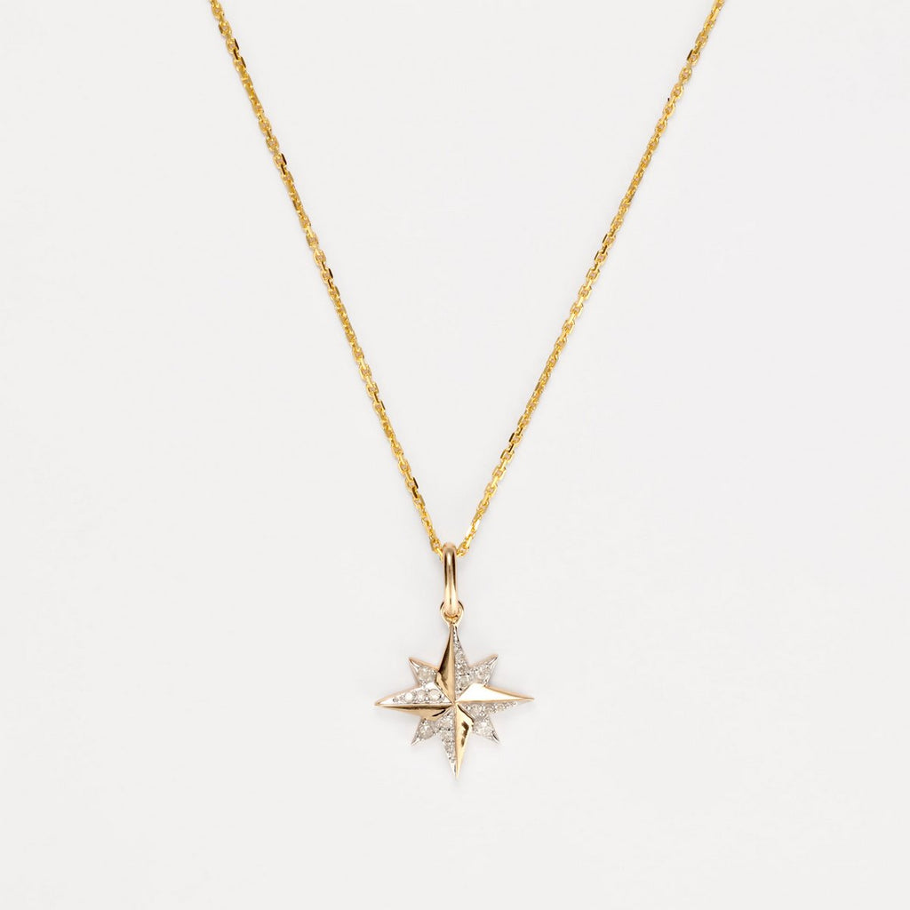 Pendentif "Stellina" Diamants 0,072/16 - Or Jaune Et Blanc 375/1000