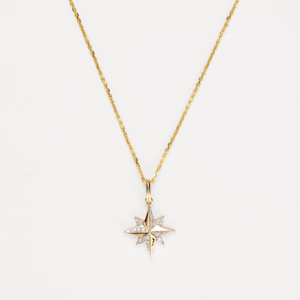 Pendentif "Stellina" Diamants 0,072/16 - Or Jaune Et Blanc 375/1000