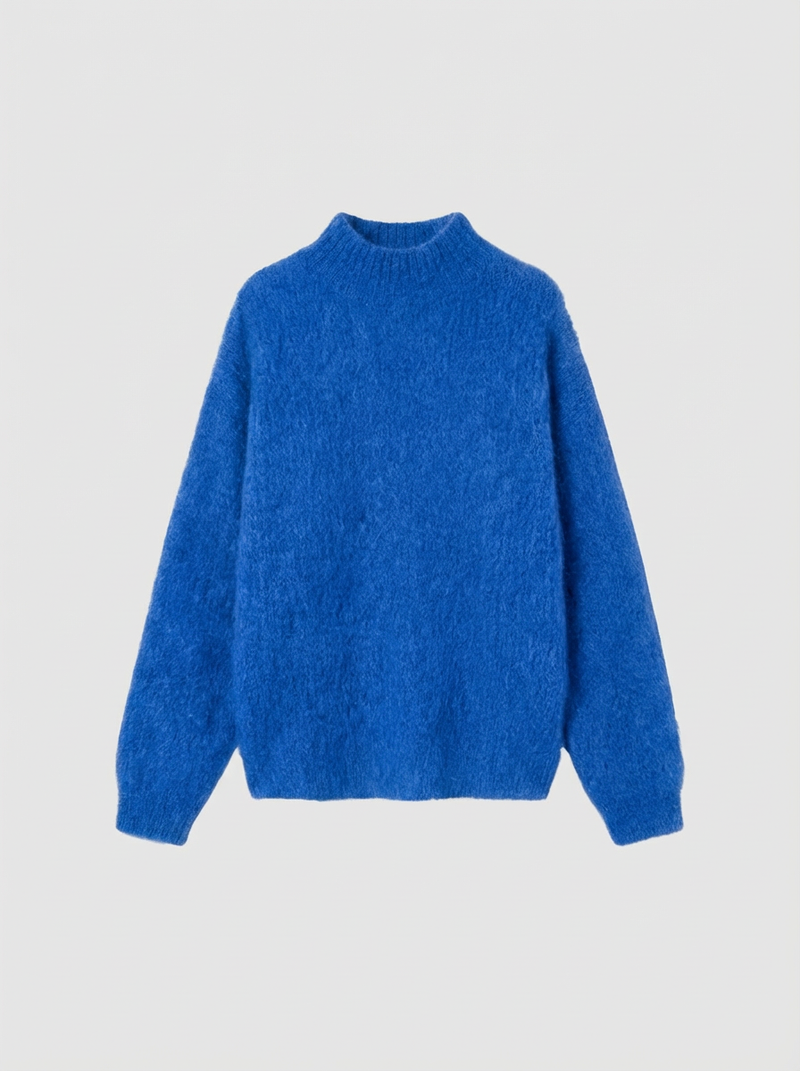 Pull Col Cheminé - Bleu Électrique