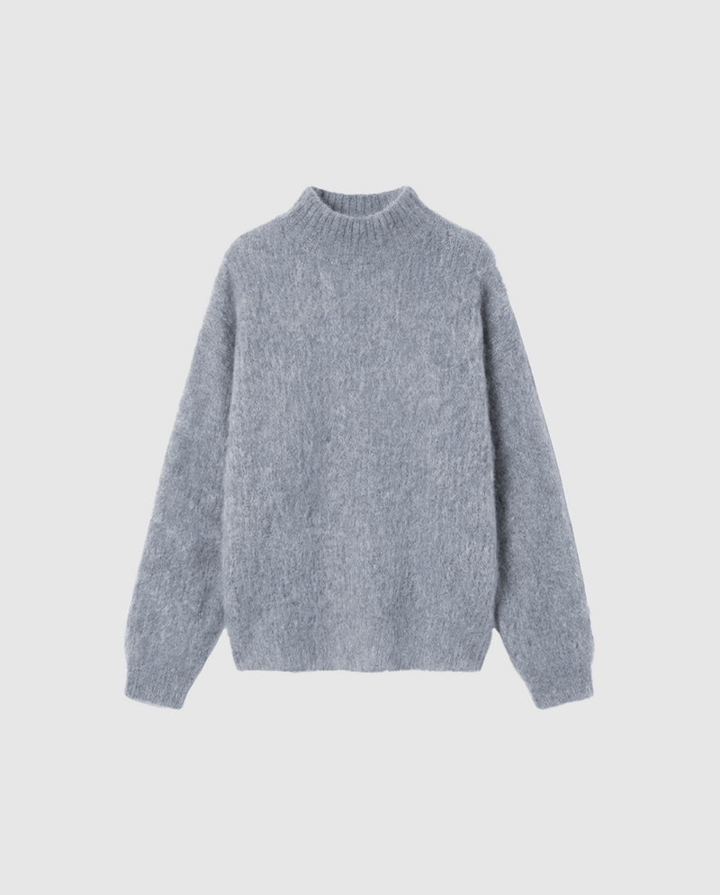 Pull Col Cheminé - Gris Clair