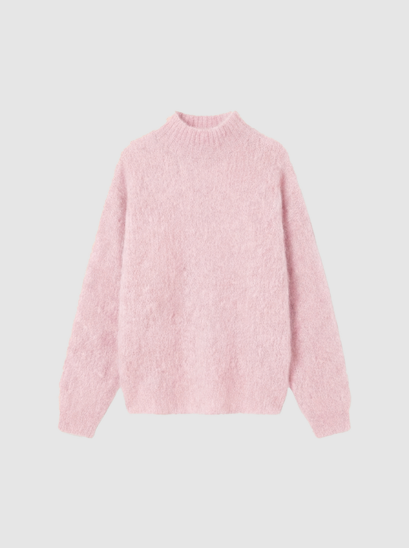 Pull Col Cheminé - Rose Pastel