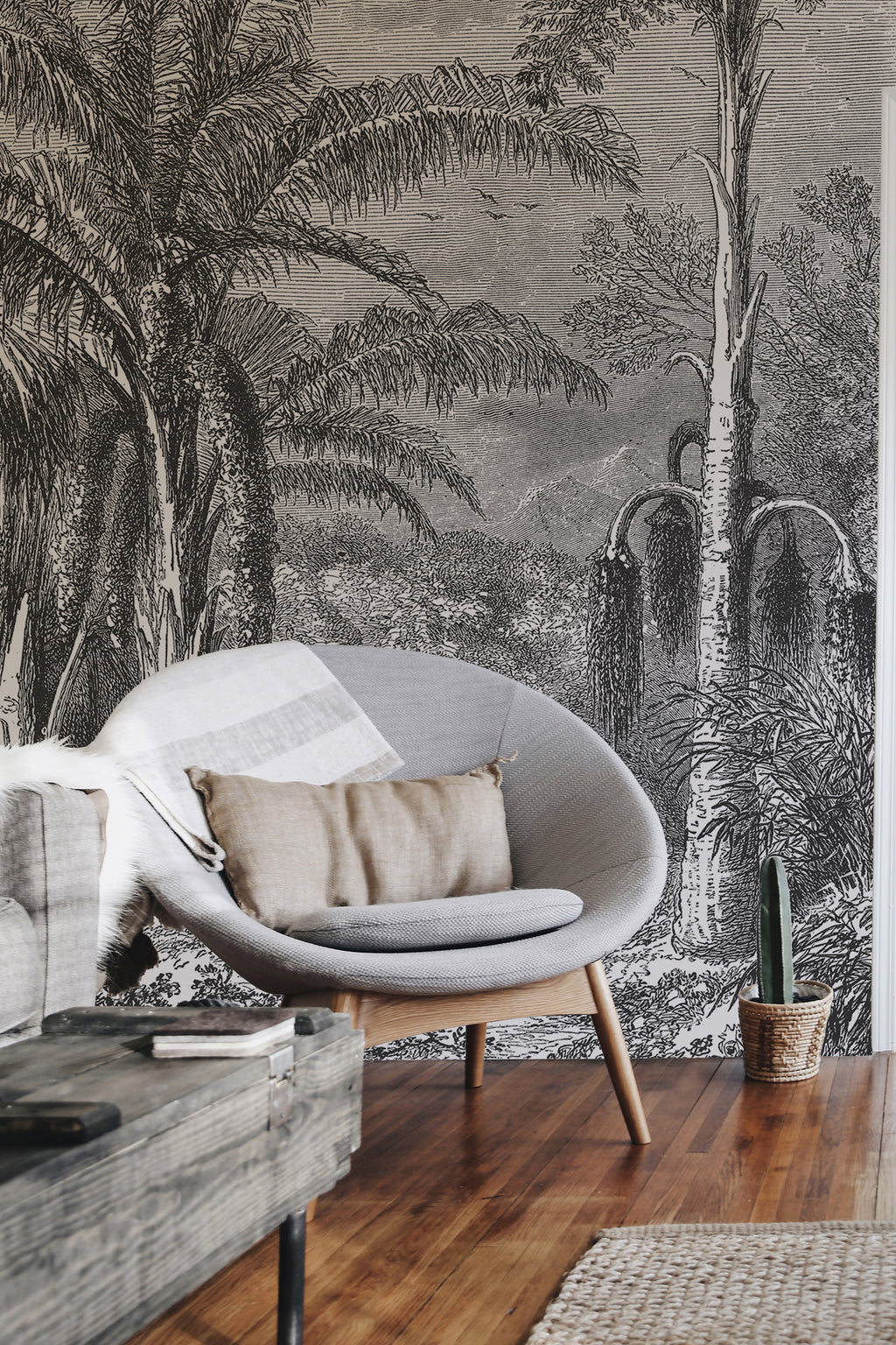 Phoenix Gray Panoramic Wallpaper - Black