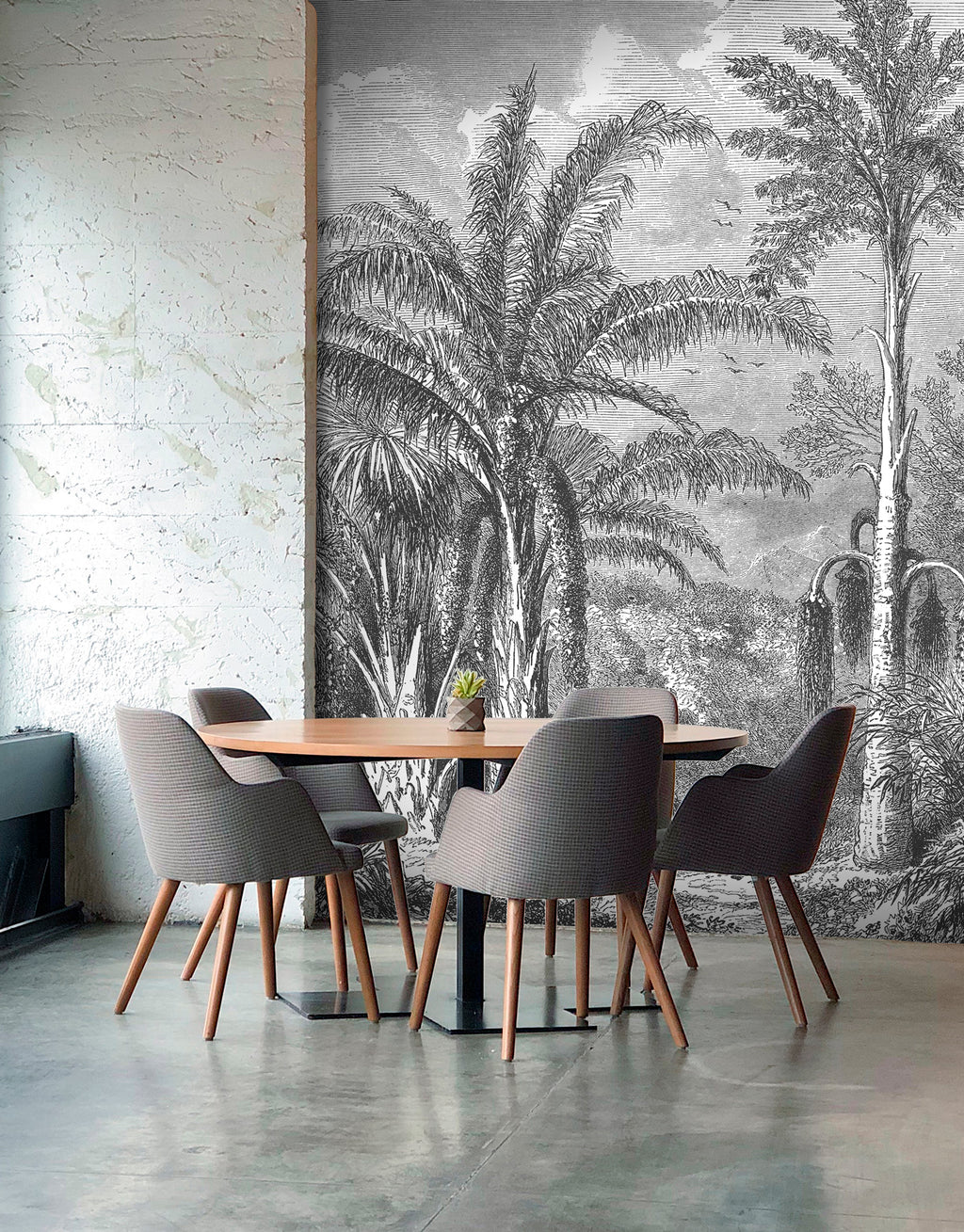 Phoenix Gray Panoramic Wallpaper - Black