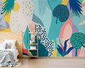 Abstract Jungle Panoramic Wallpaper - Multicolor