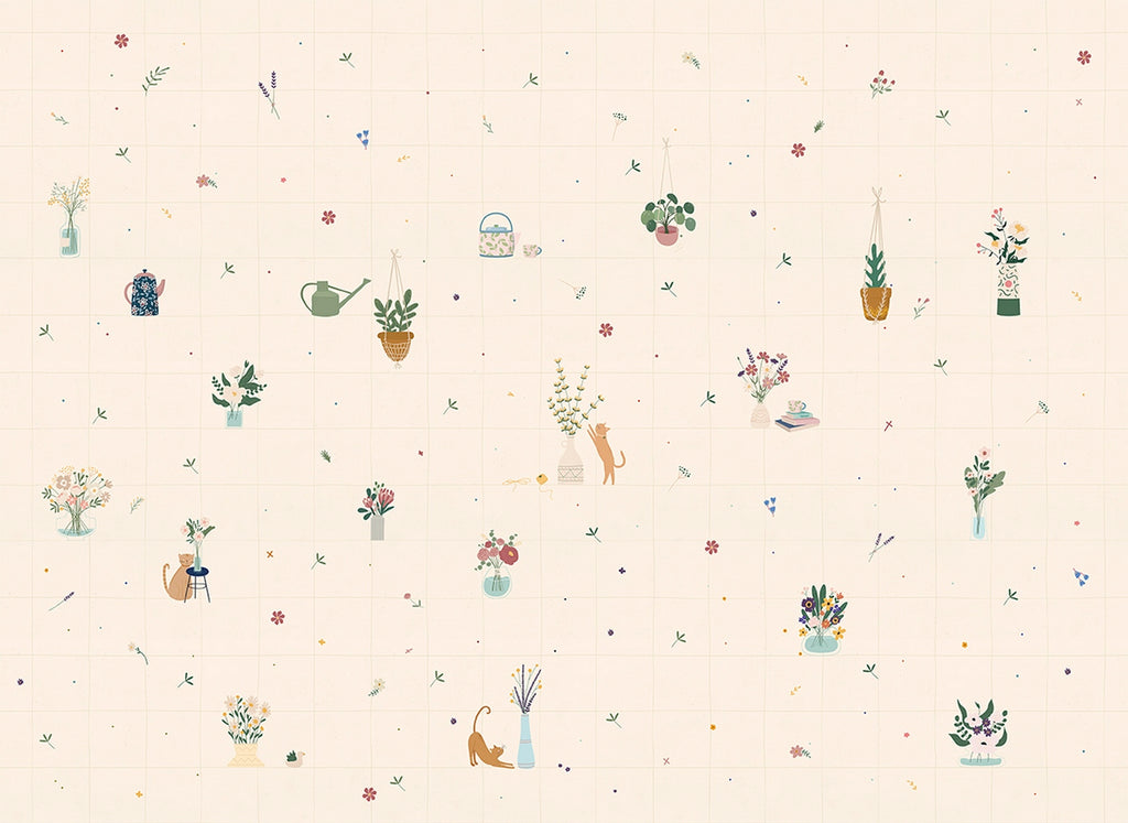 Papier Peint Panoramique Petits Bouquets - Multicolore