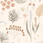 Lé Papiers De Ninon – Papier Peint Panoramique Sidonie - Beige, motifs floraux et végétaux dans des tons pastel sur fond clair