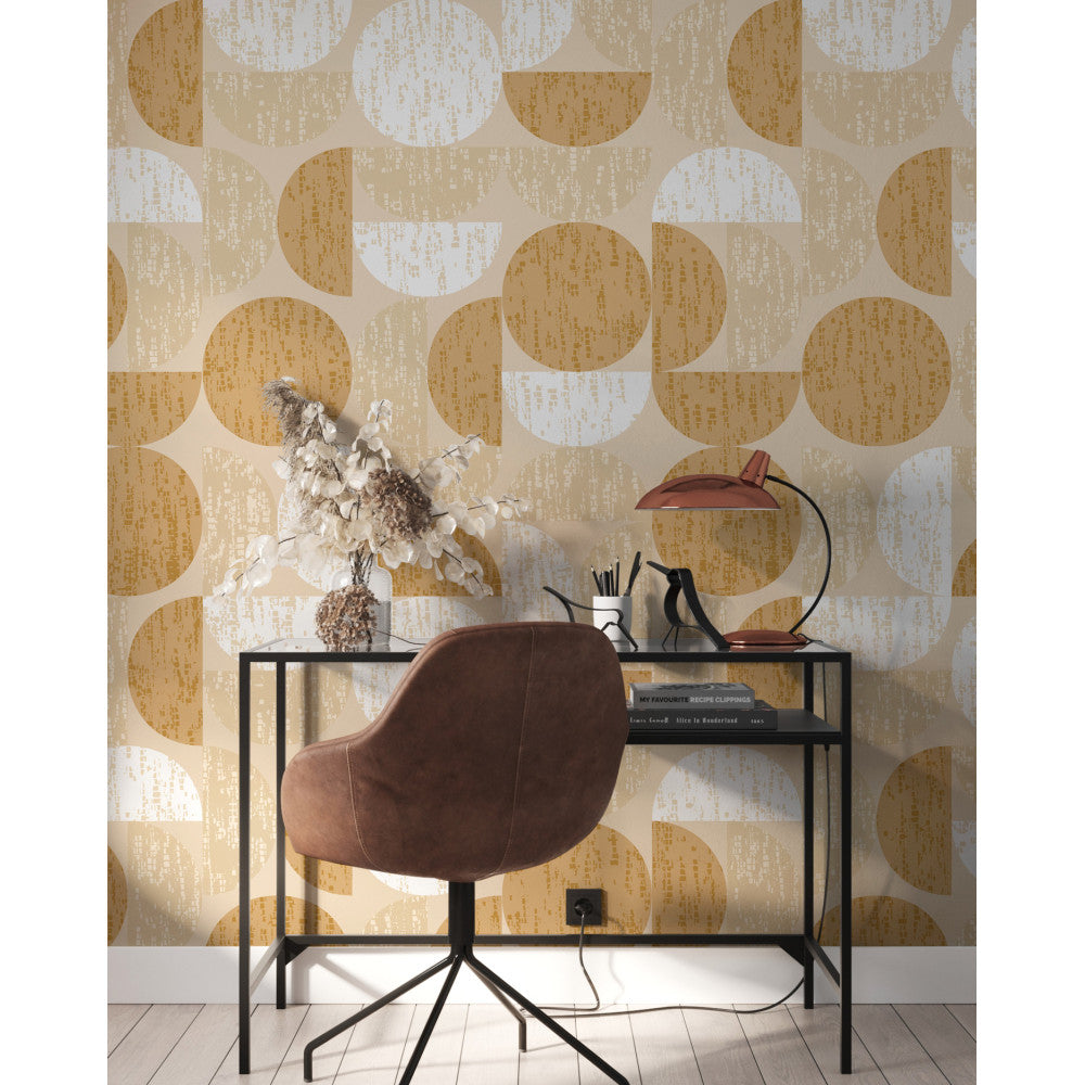Papier Peint Panoramique Groove - Ocre - Ocre