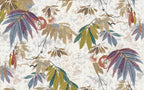 Lé Papiers De Ninon – Papier Peint Panoramique Foliage Xl - Multicolore, motif floral coloré sur fond blanc, feuilles et fleurs stylisées