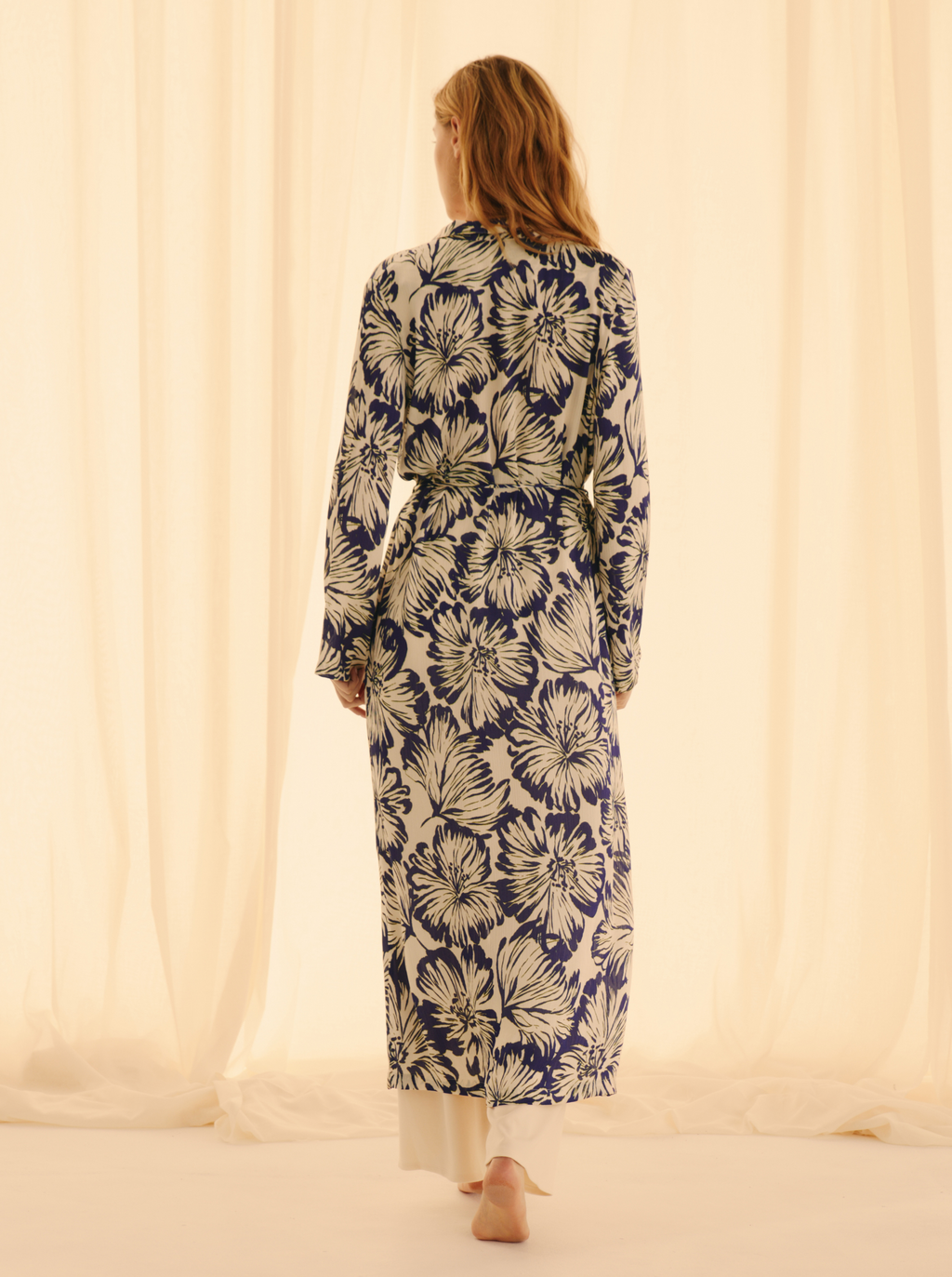 Purple Hibiscus Crossed Kimono