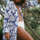 Kimono Purple Hibiscus Effet Froissé