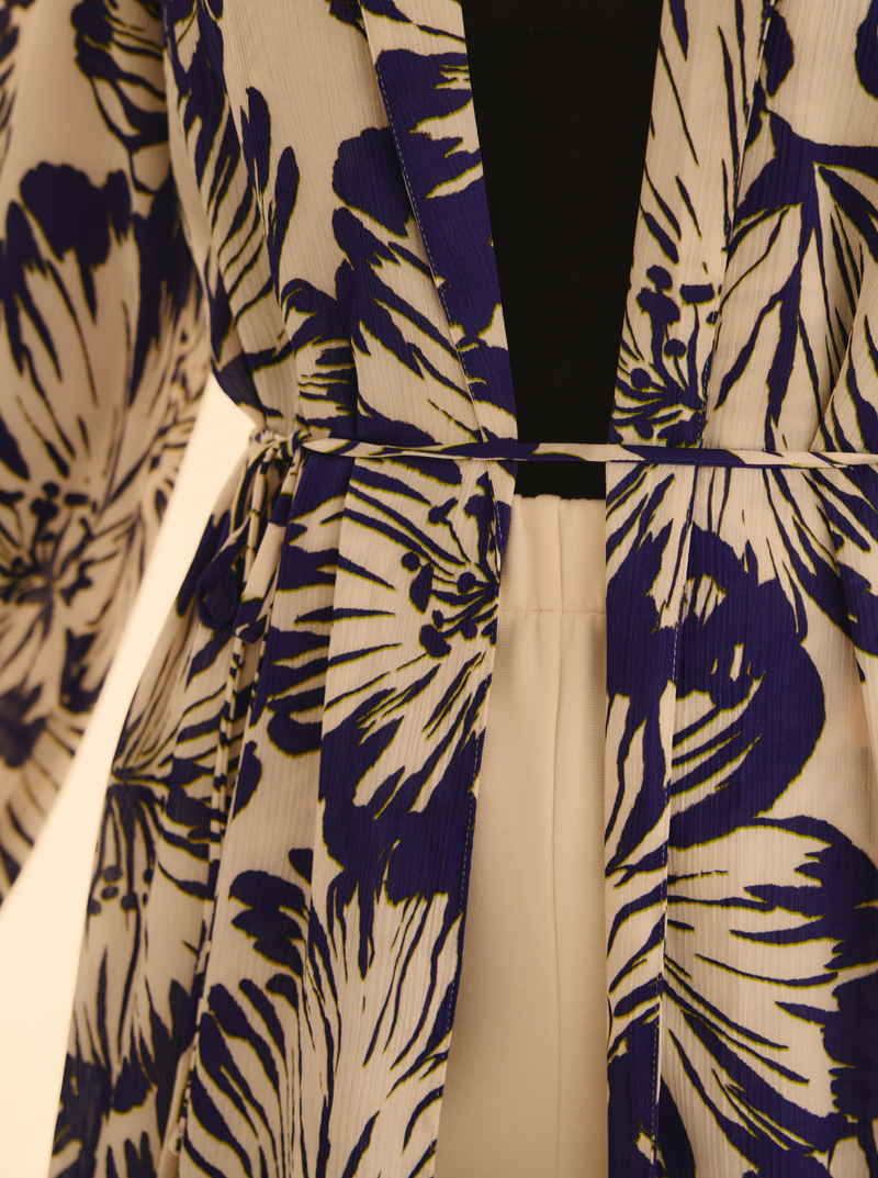 Kimono Purple Hibiscus Imprimé Fleurs