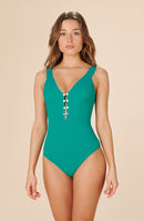 bonnie swimsuit 1-piece swimsuit with green buttons