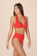 tobago Bas de maillot taille haute rouge